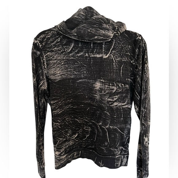 Young Fabulous & Broke Zip Up Black Tie-Dye MOTO Fold Down Hoodie Jacket - Small - Picture 3 of 7